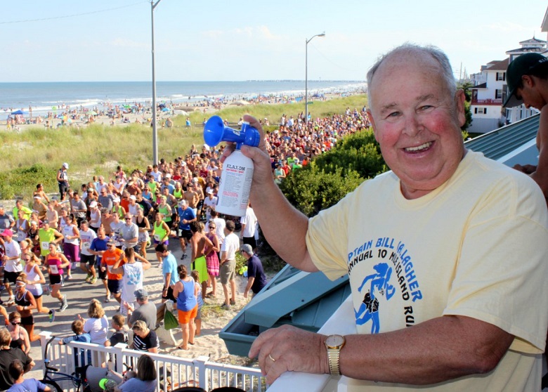 Former Sea Isle City Beach Patrol Captain Bill Gallagher will sound the starting horn on August 6 during the 46th Annual Captain Bill Gallagher 10-Mile Island Run. The race was re-named in Gallagher’s honor more than 25 years ago.