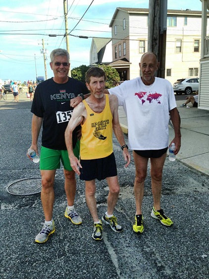 The author (left) with Bill Kehner and Ron Ferguson prior to the 2014 race 