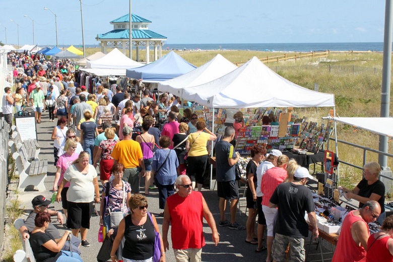 Sea Isle City’s Promenade was filled with merchandise vendors during Fall Family Festival. 