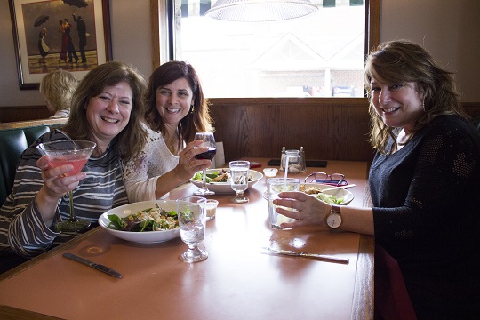 Kathy Santacroce, Toni Arnone, and Jill Weiss enjoy lunch at Braca Cafe during Girls Weekend